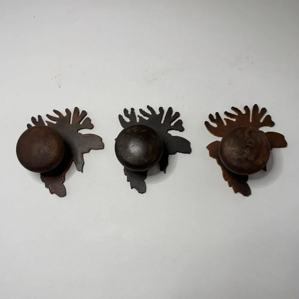 Reversible Moose Metal Drawer Knob Natural Rust Patina Lodge Cabin Core Rustic